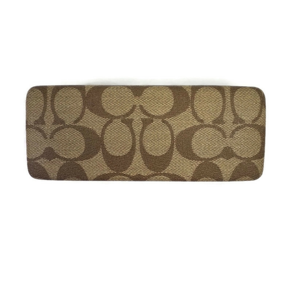 Coach Signature Tan Brown Rectangle Hard Clamshell Eyeglasses Sunglasses Case